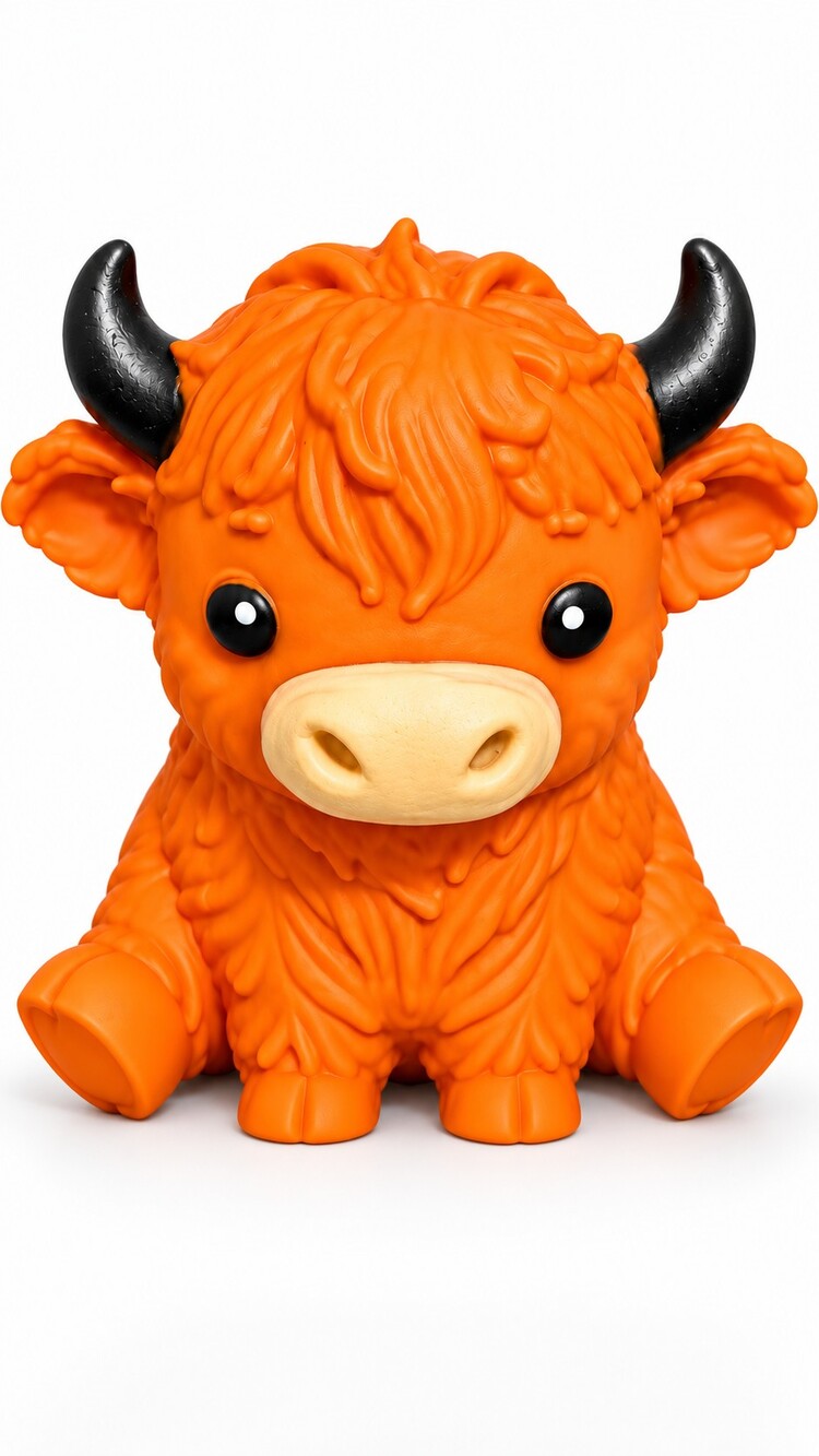 Orange Highland Cow Figurine Cute Animal Collectible Decor